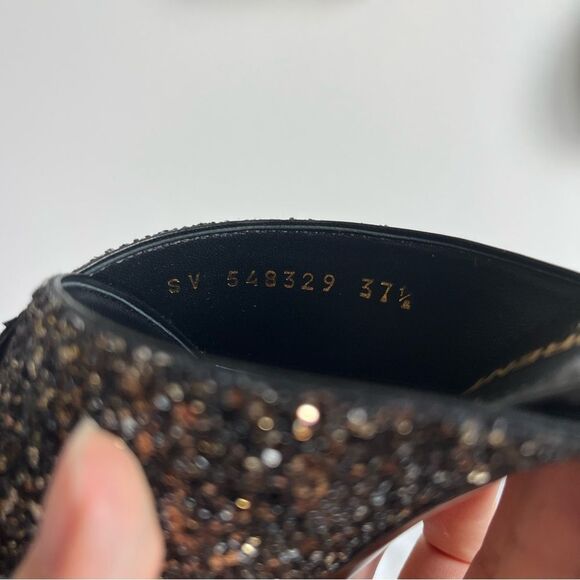 NEW | SAINT LAURENT Glitter YSL Shimmer Lou Lou 95 Sanda Midnight Nero Sz. 37.5 - Picture 11 of 12